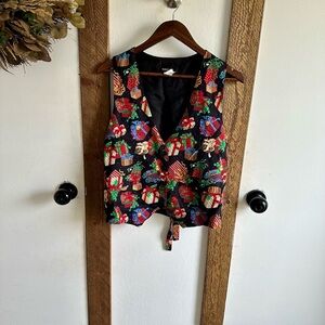 VTG 90s Retro Vibrant Christmas Festive Presents Vest Women’s Medium Made in USA